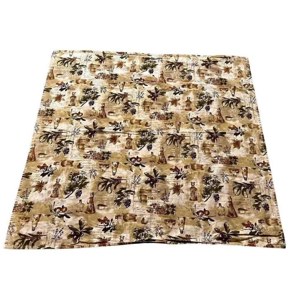 Tuscan Tablecloth Rectangular Grapes Herbs Italy Mediterranean Festive 48”x48”
